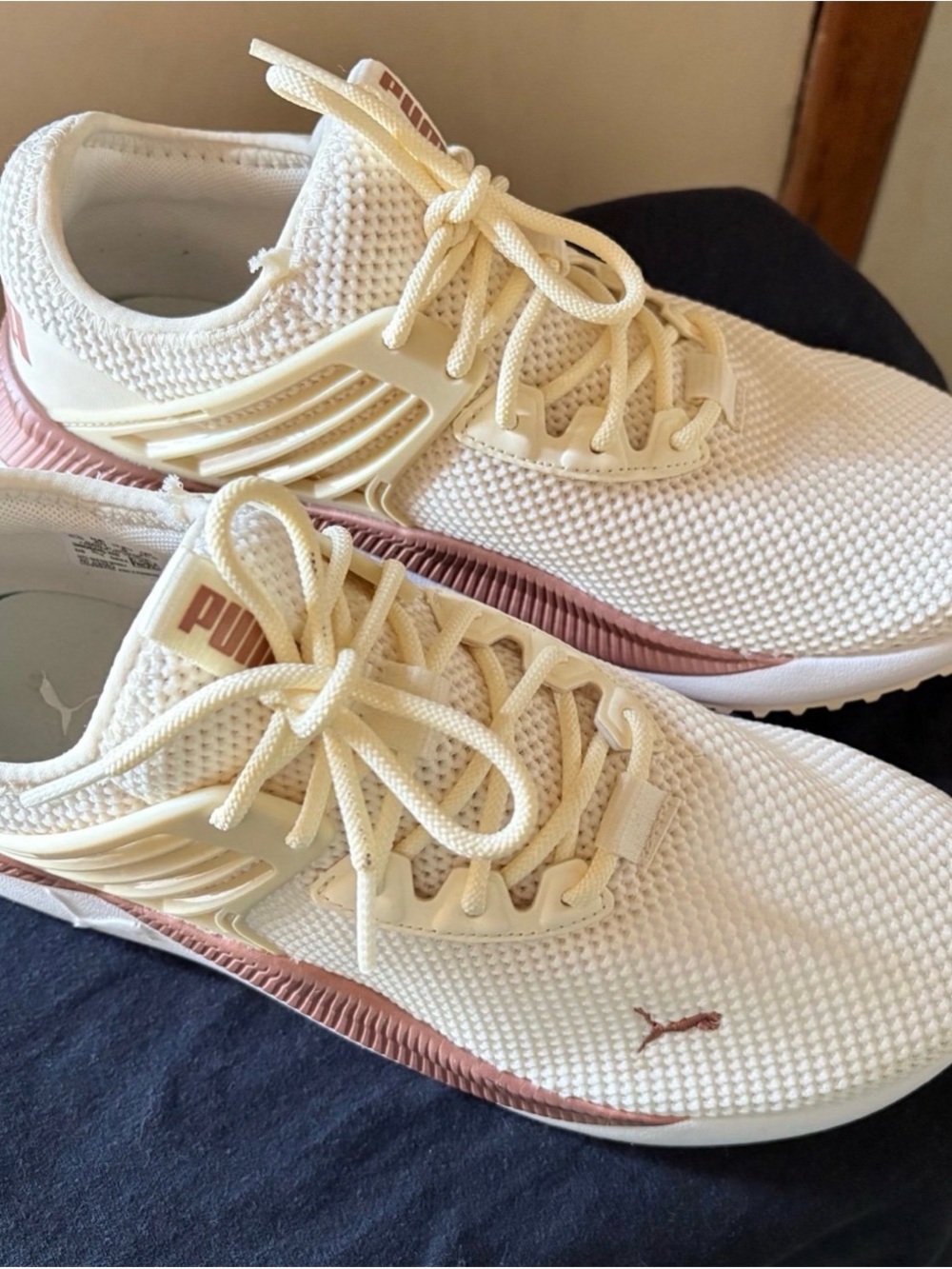 Puma Cream and Bronze Knit Women's Sneakers